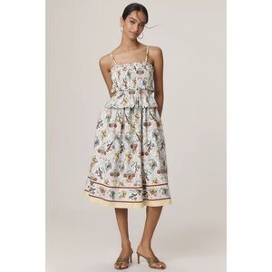 New Anthropologie Smocked Peplum Midi Dress size L